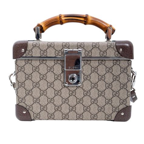 Gucci Monogram GG Globe Trotter Bamboo Vanity Case Bag